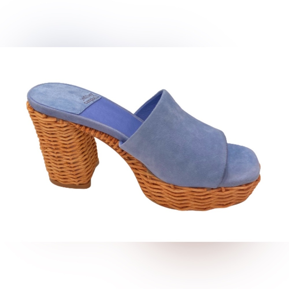 Jeffrey Campbell Magda Wicker Wedges Blue Suede Size 7.5 - Picture 2 of 5